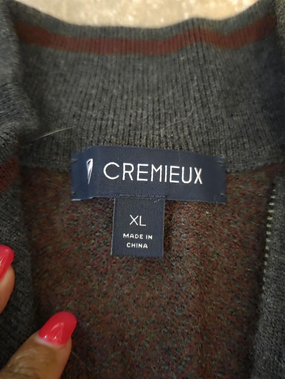 Cremieux Men's 100% Merino Wool Half Zip Burgundy Sweater. Sz XL Quiet Luxury - Picture 7 of 10